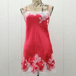 Victoria's Secret Slip Dress S Red Mini Satin Lace Coquette Valentine Y2K